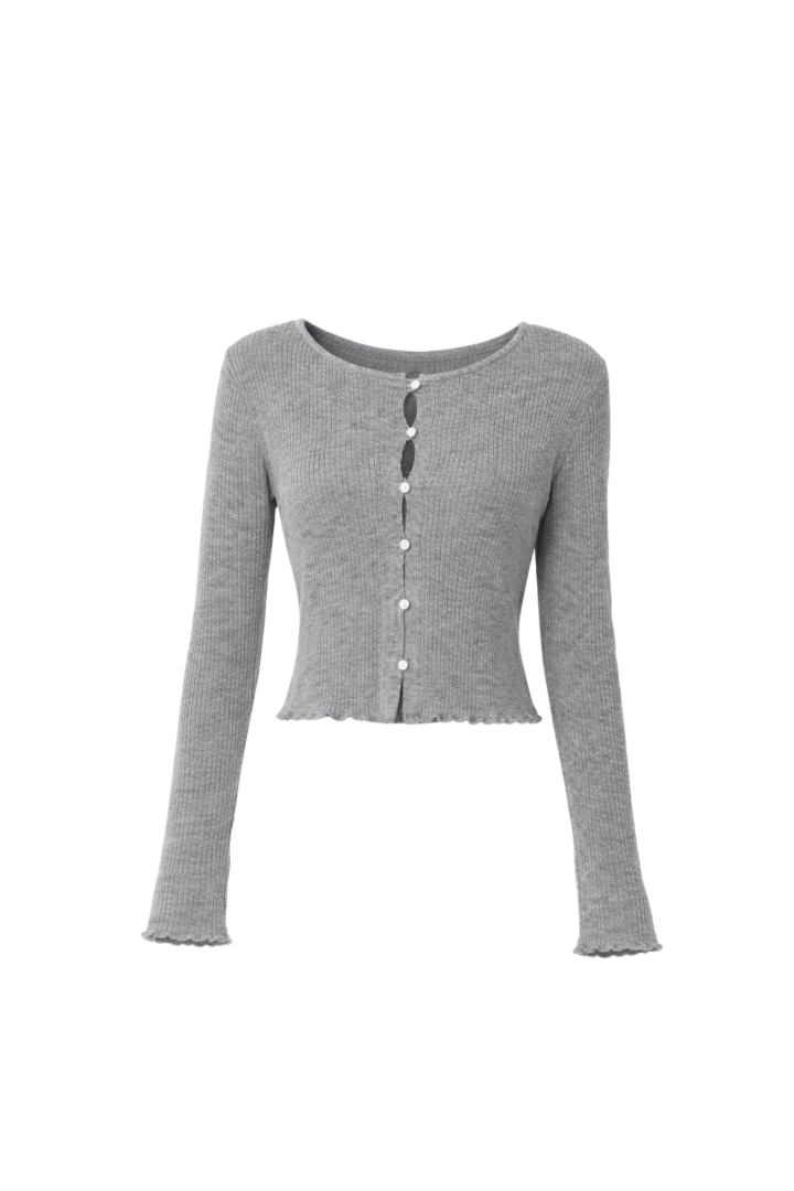 【PRE ORDER】リブフリルカーディガン