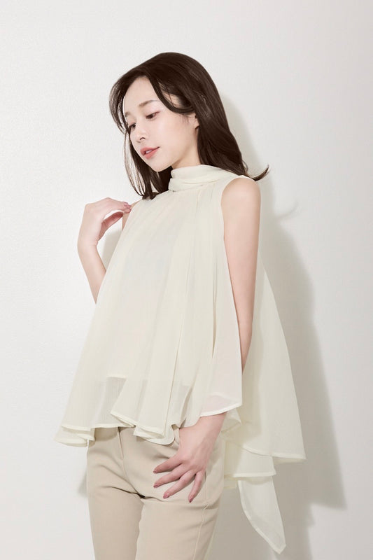 【PRE ORDER】ハイネックシフォンブラウス