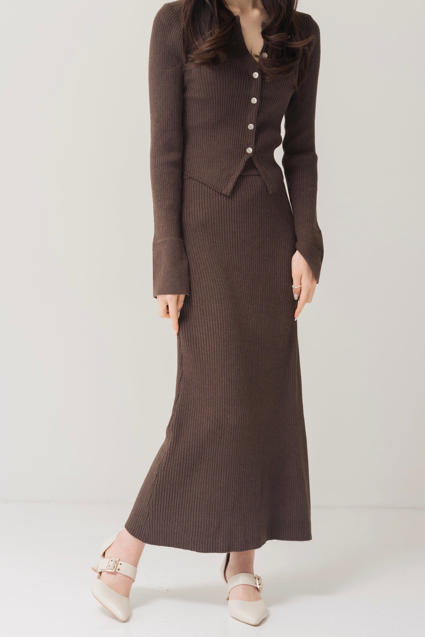 ニットカーデ＋スカートセット