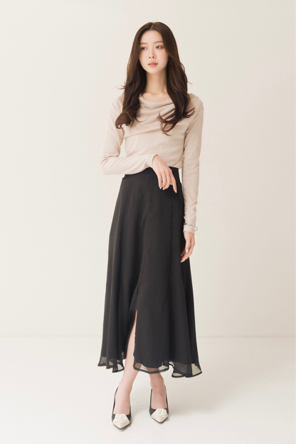 ハイウエストシフォンスカート