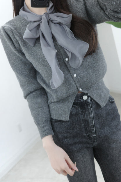 リボンニットカーディガン