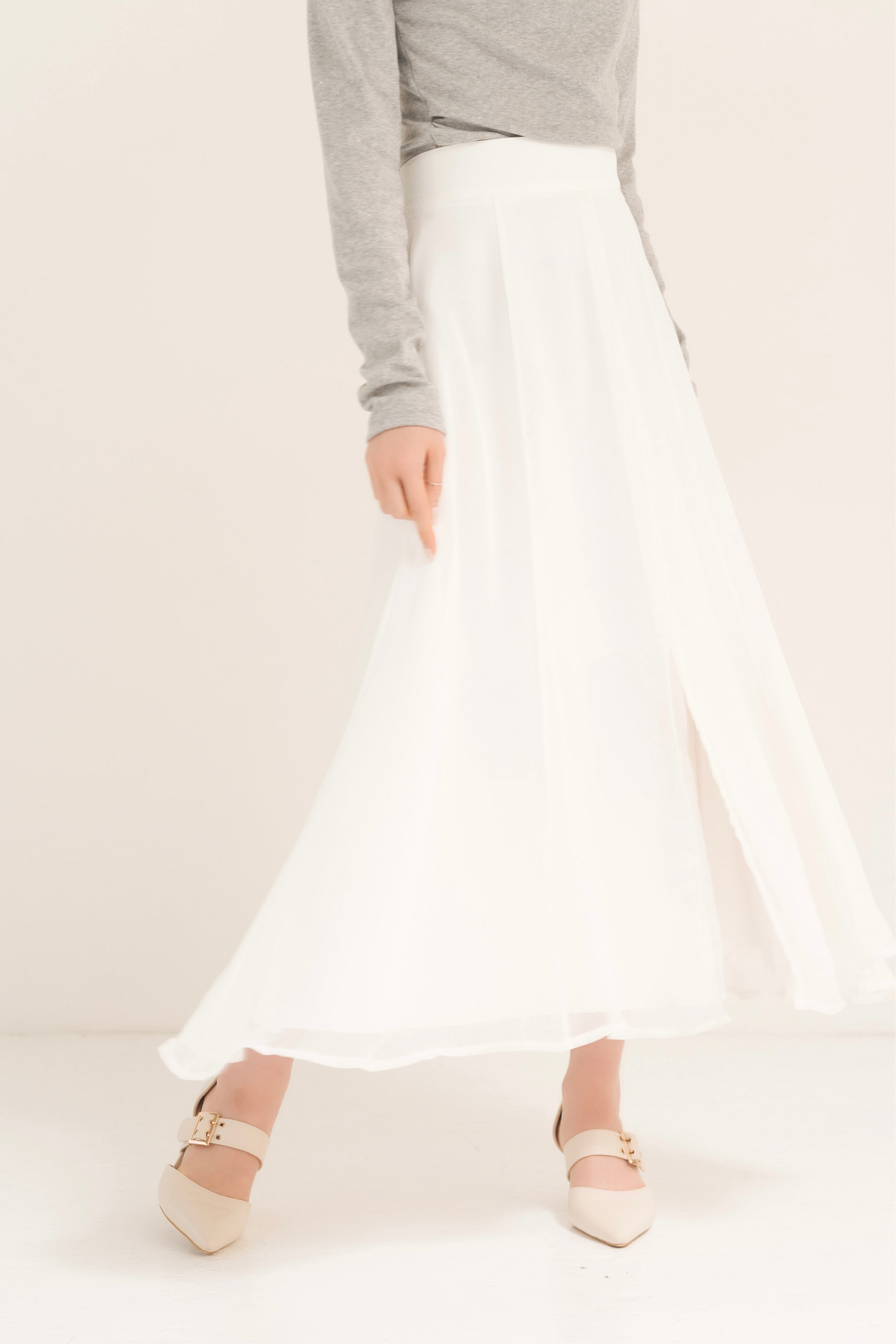 ハイウエストシフォンスカート