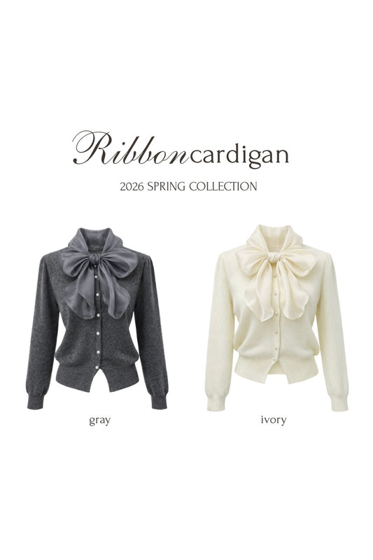 リボンニットカーディガン