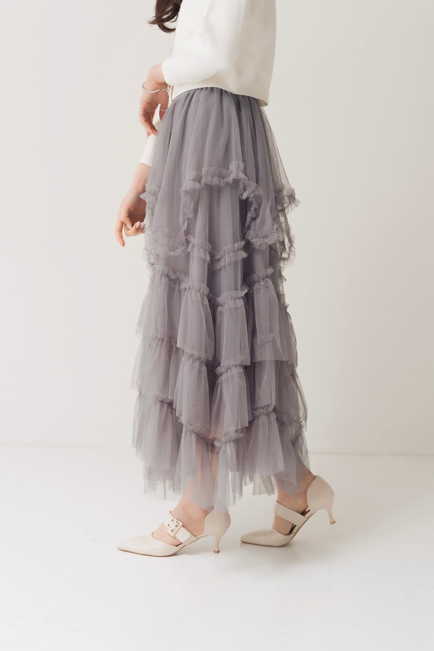 ボリュームアシメシフォンスカート