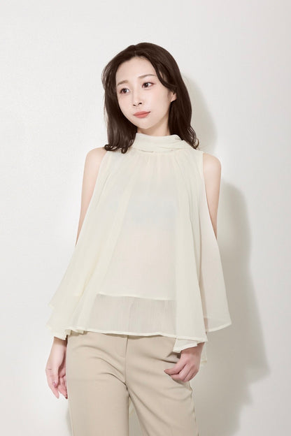 【PRE ORDER】ハイネックシフォンブラウス