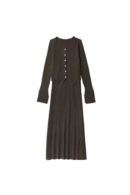 ニットカーデ＋スカートセット