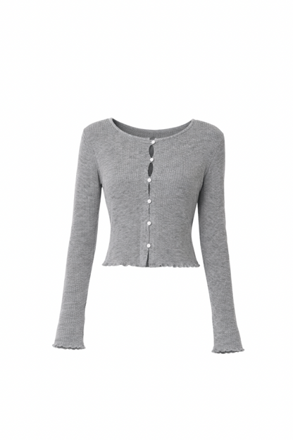 【PRE ORDER】リブフリルカーディガン