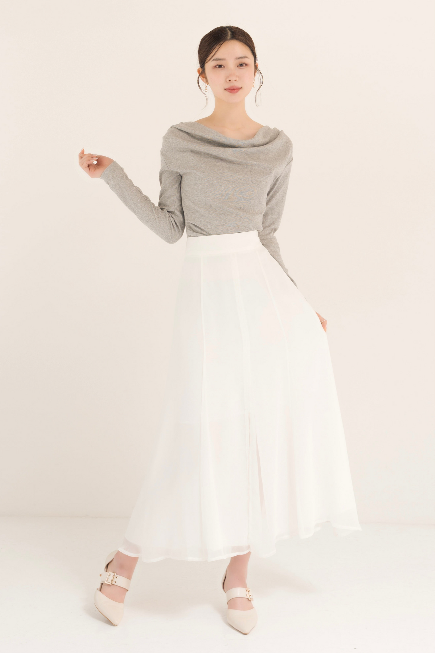 ハイウエストシフォンスカート