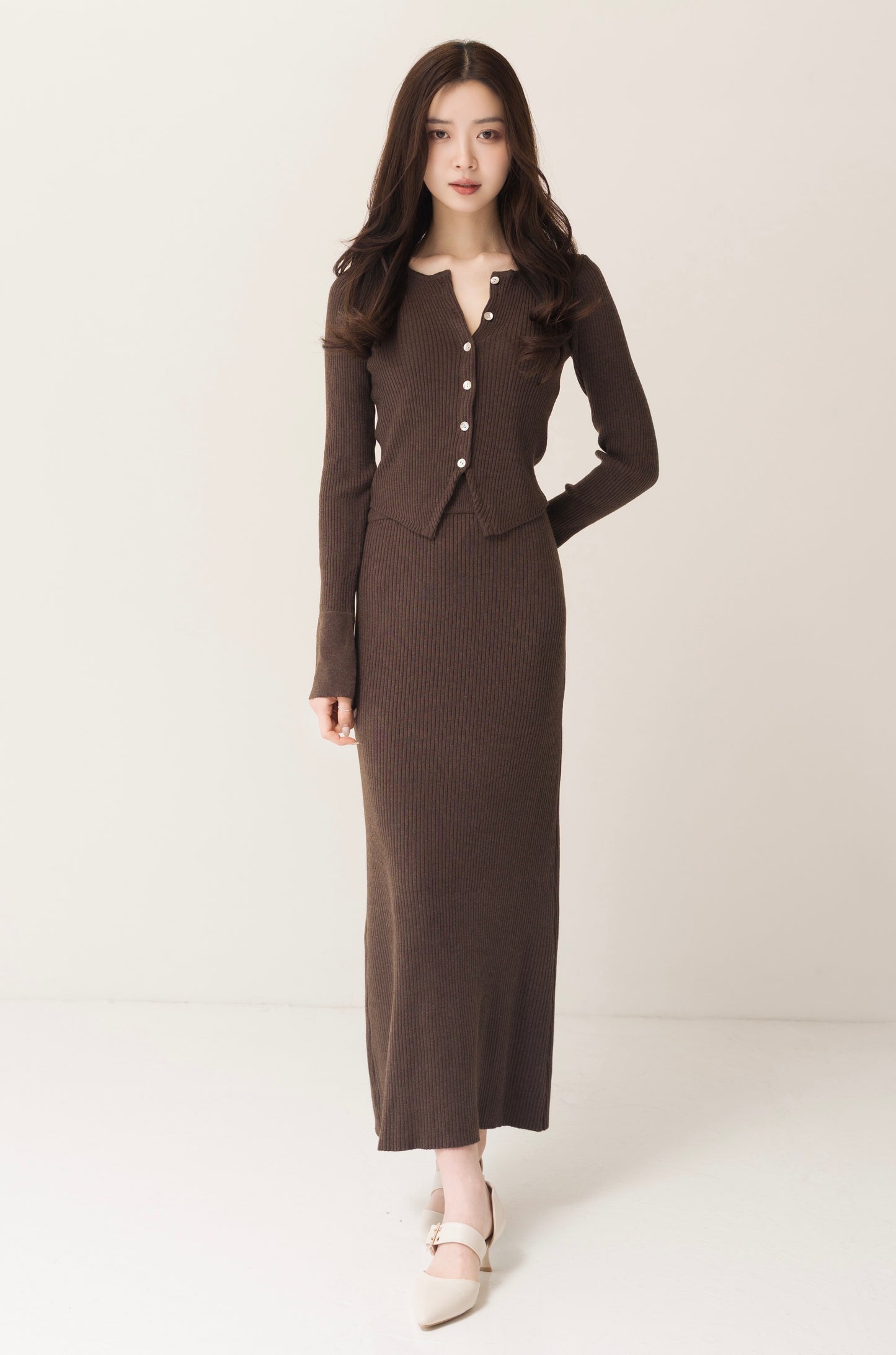 ニットカーデ＋スカートセット