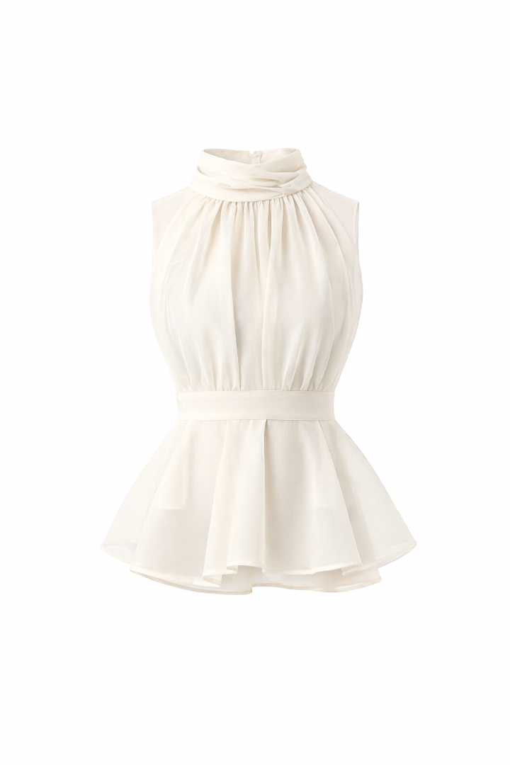 【PRE ORDER】ハイネックシフォンブラウス