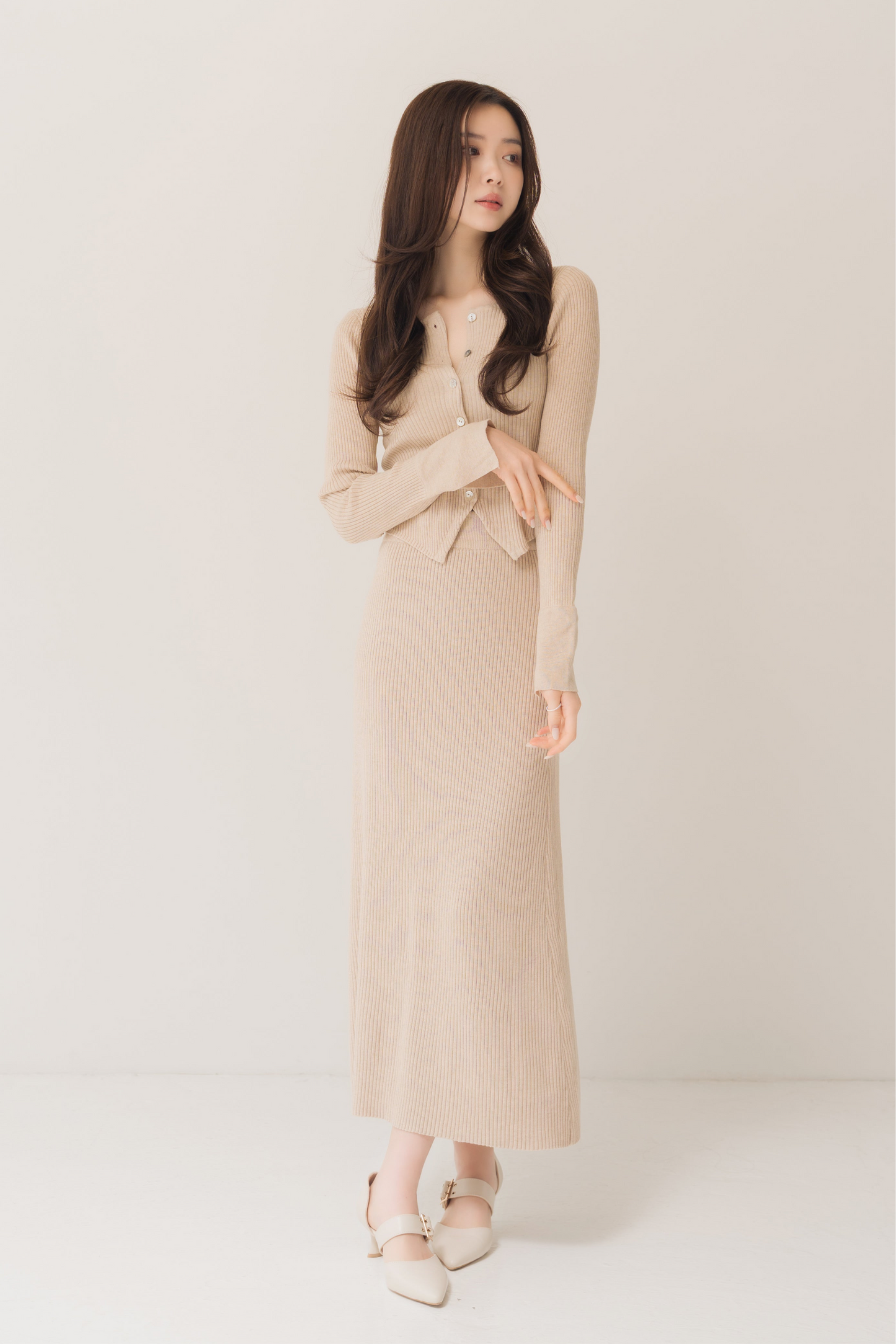 ニットカーデ＋スカートセット