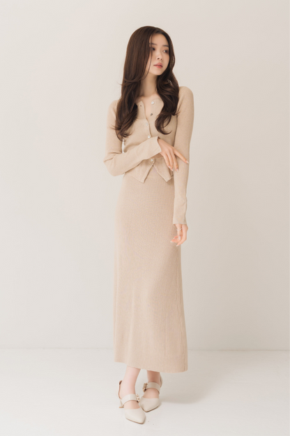 ニットカーデ＋スカートセット