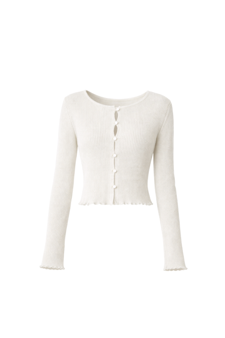 【PRE ORDER】リブフリルカーディガン