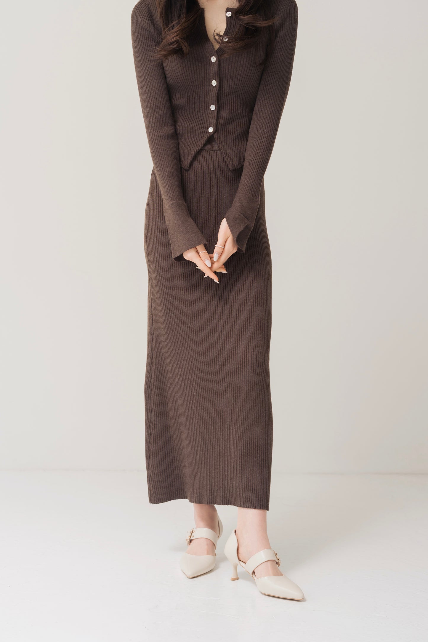 ニットカーデ＋スカートセット