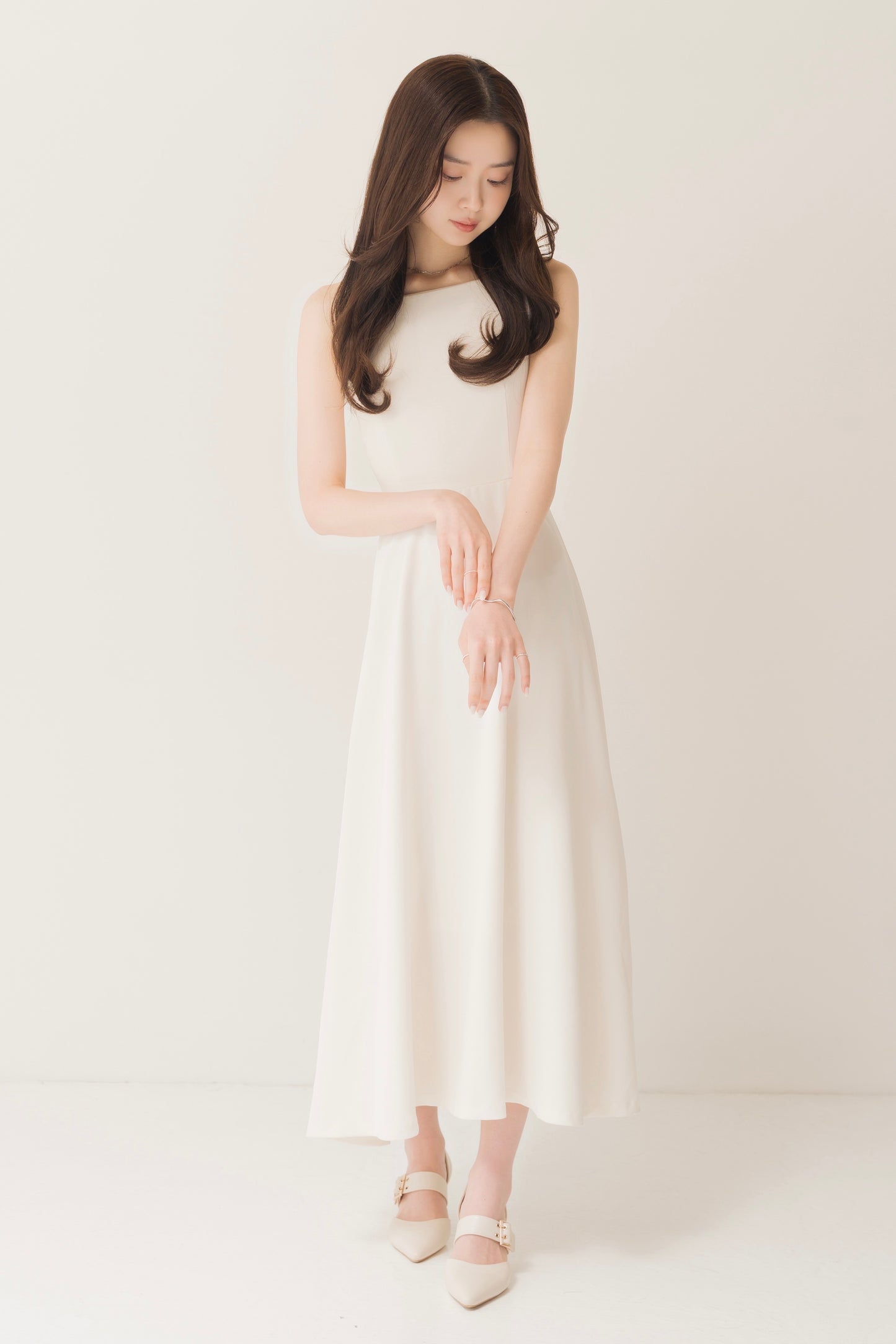 フレアロングキャミワンピ