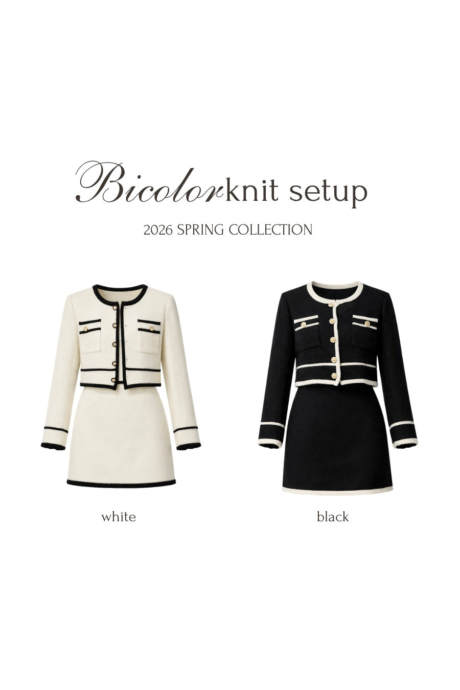 バイカラーニットカーデ＋ワンピセット
