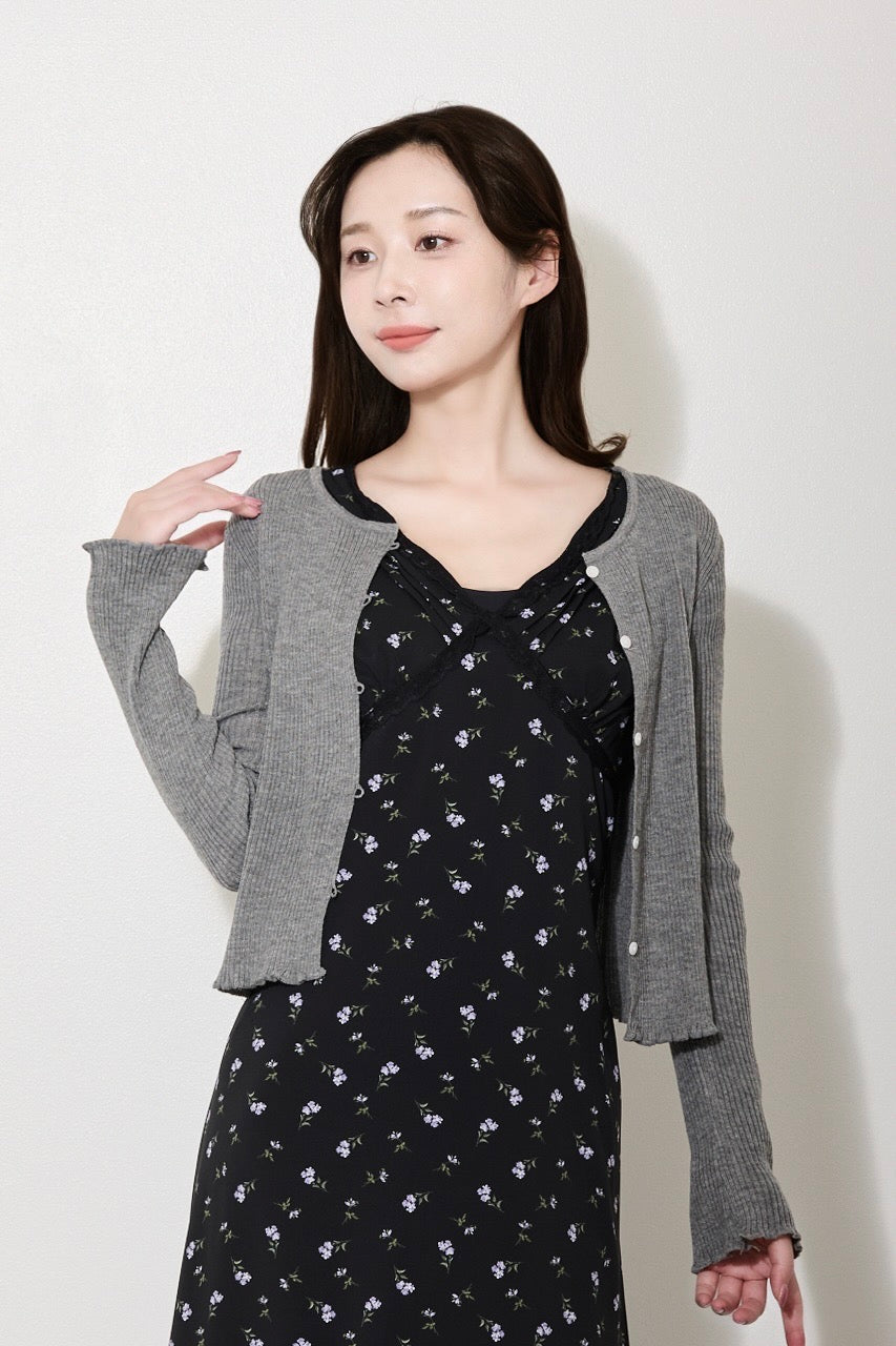 【PRE ORDER】リブフリルカーディガン