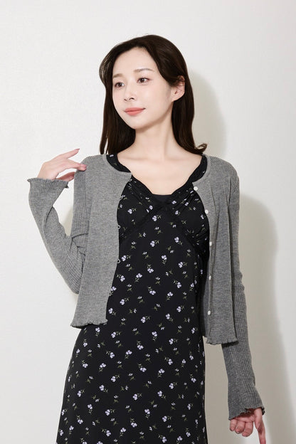 【PRE ORDER】リブフリルカーディガン