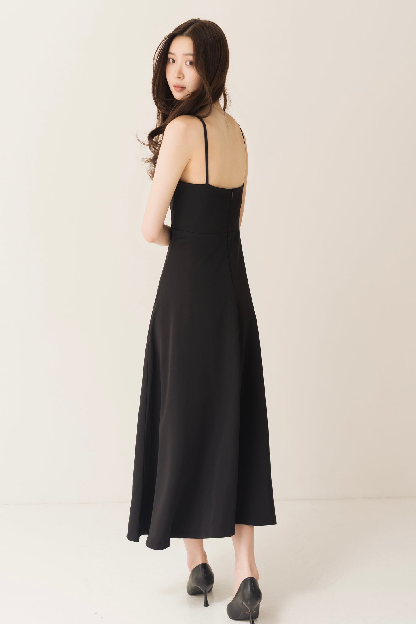 フレアロングキャミワンピ