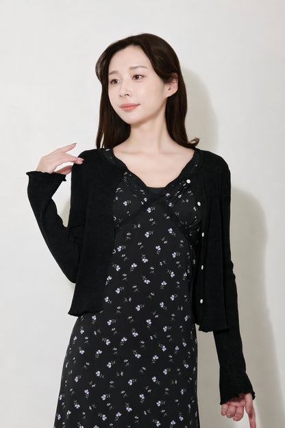 【PRE ORDER】リブフリルカーディガン