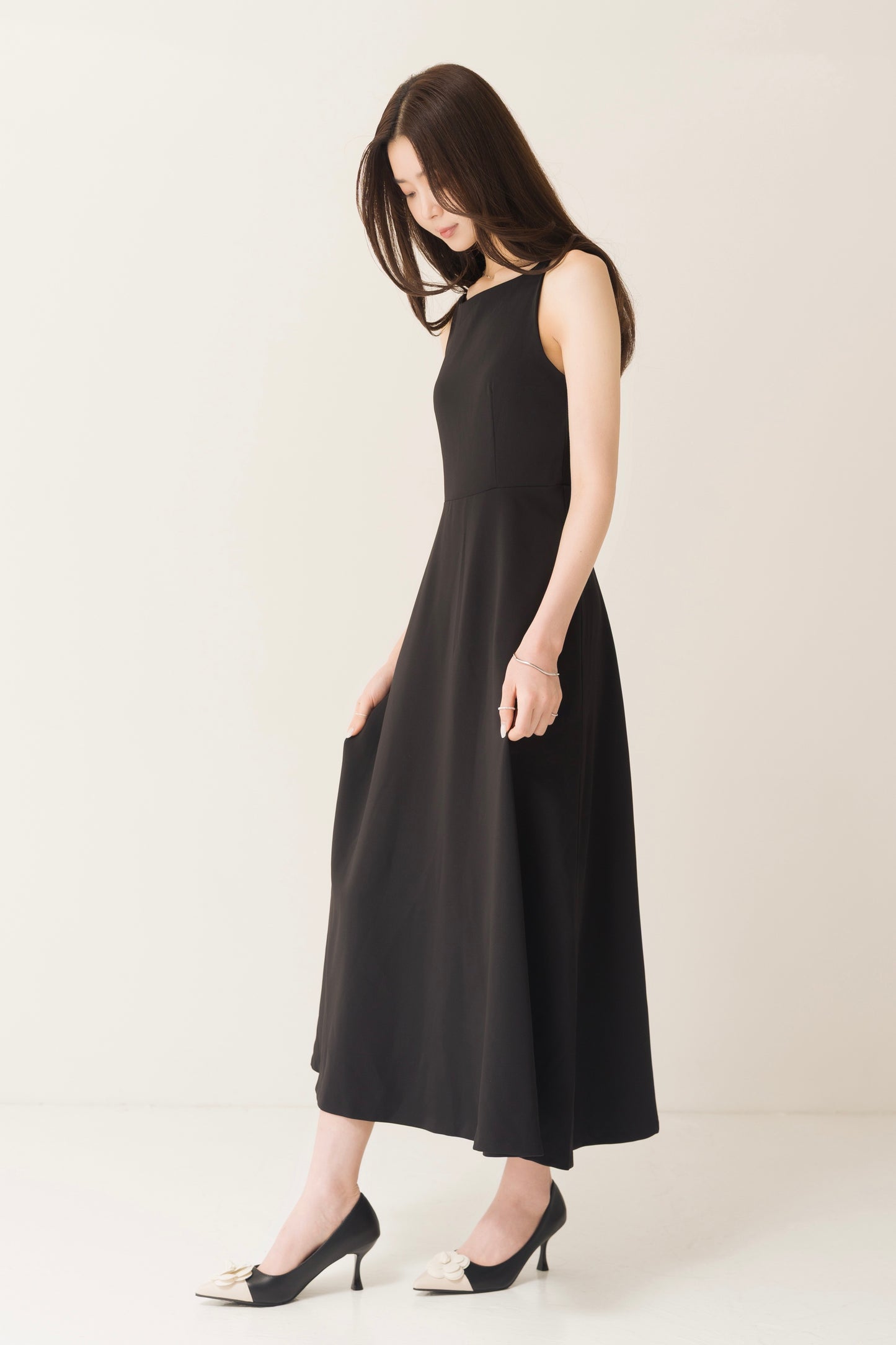 フレアロングキャミワンピ