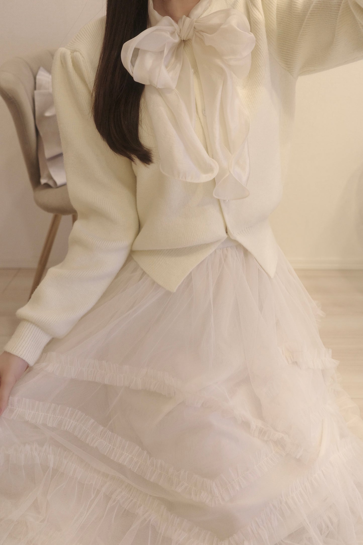 ボリュームアシメシフォンスカート