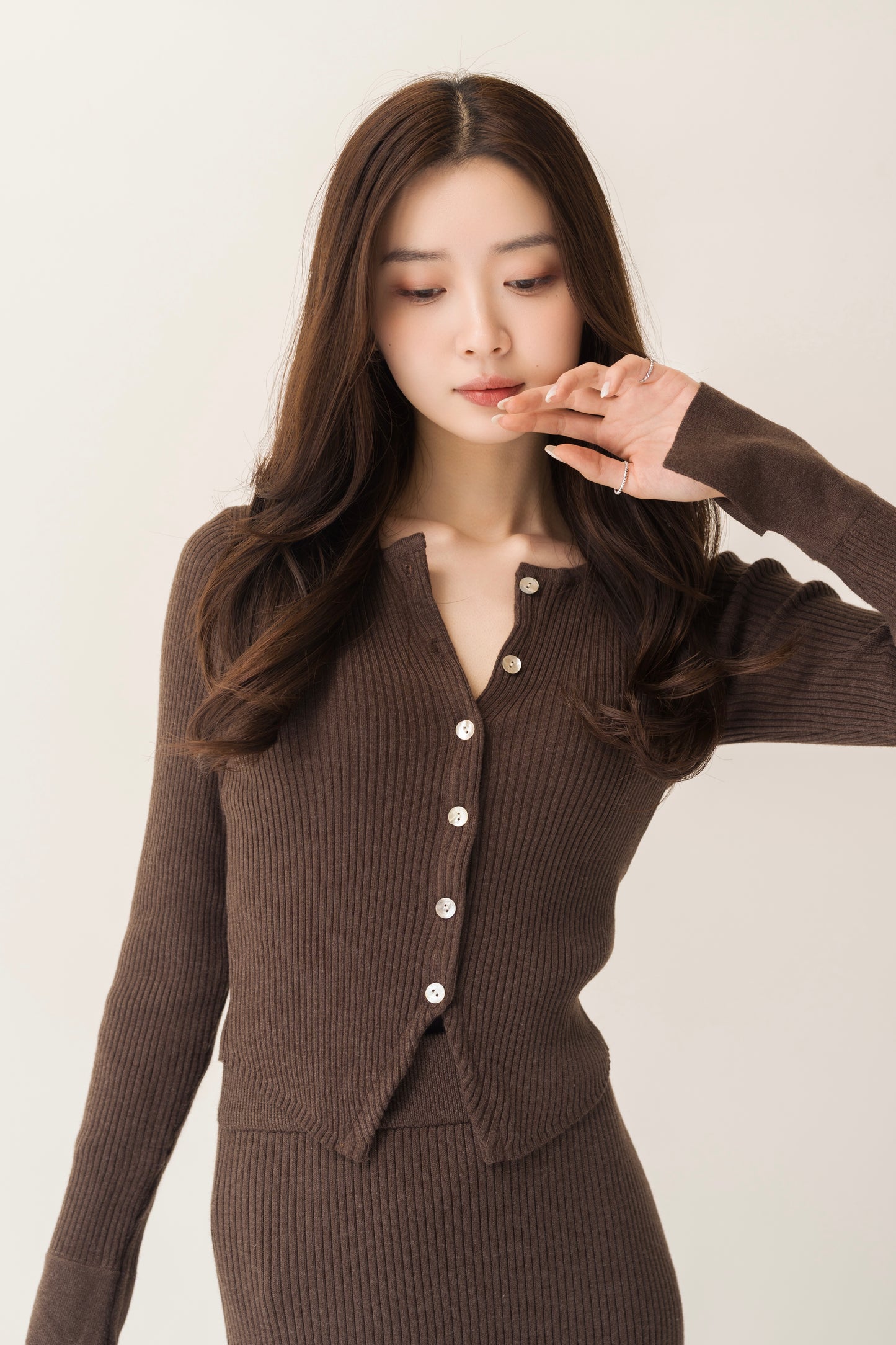 ニットカーデ＋スカートセット