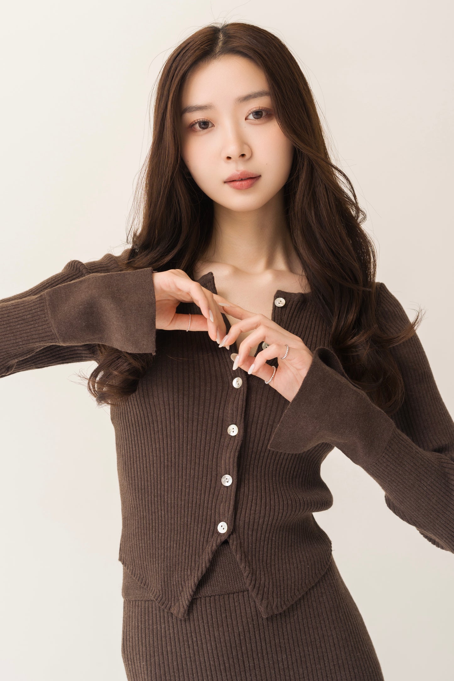 ニットカーデ＋スカートセット