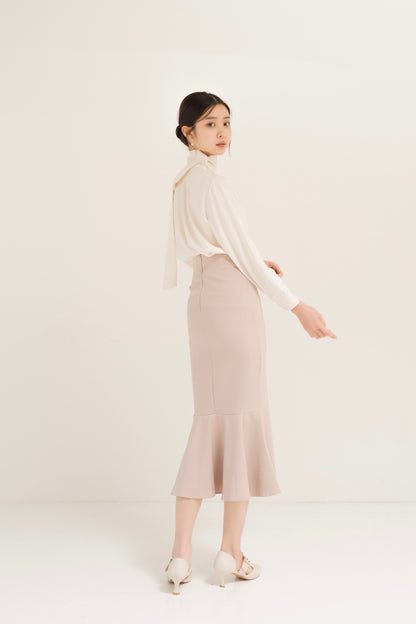 サテンアシンメトリータイブラウス