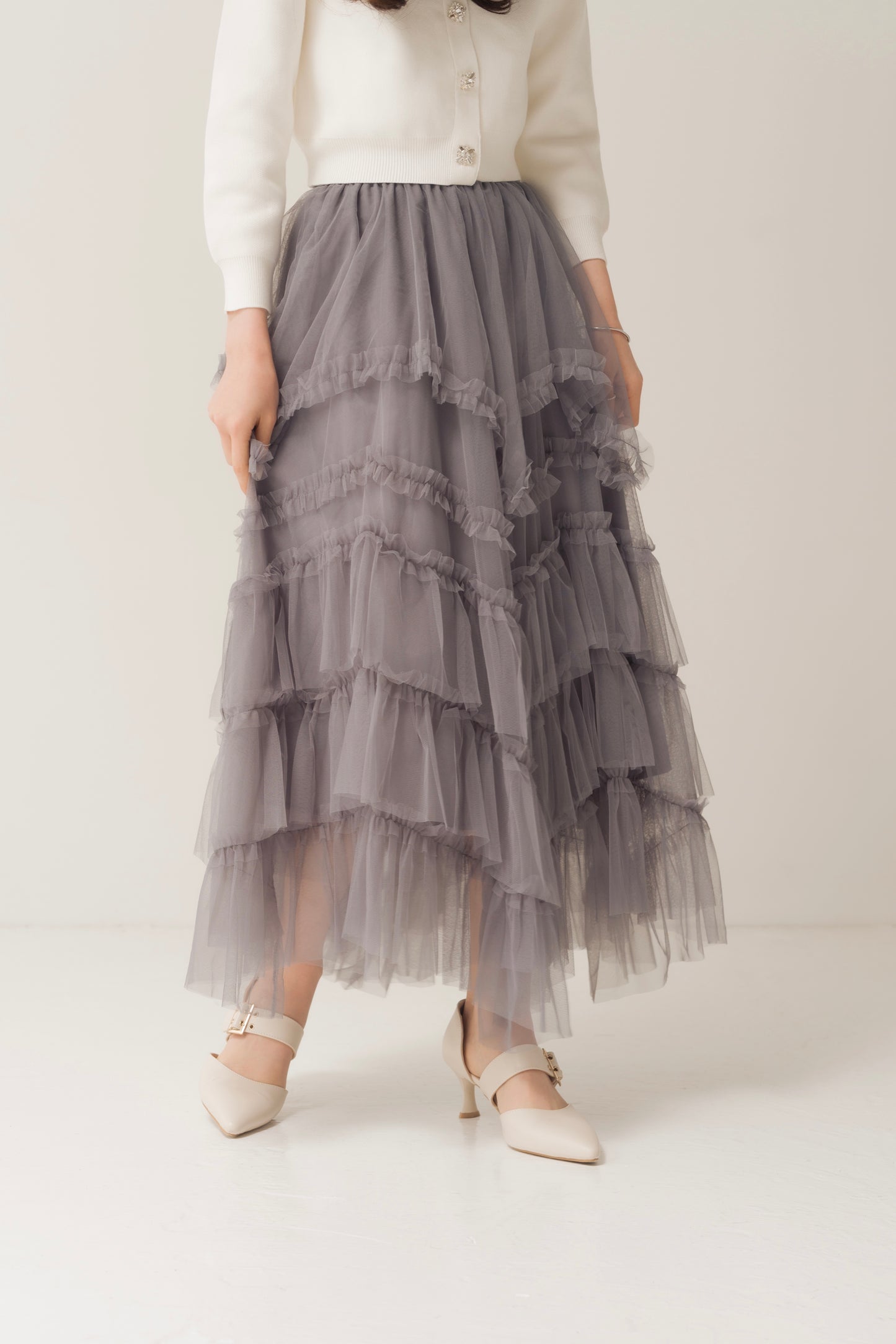 ボリュームアシメシフォンスカート