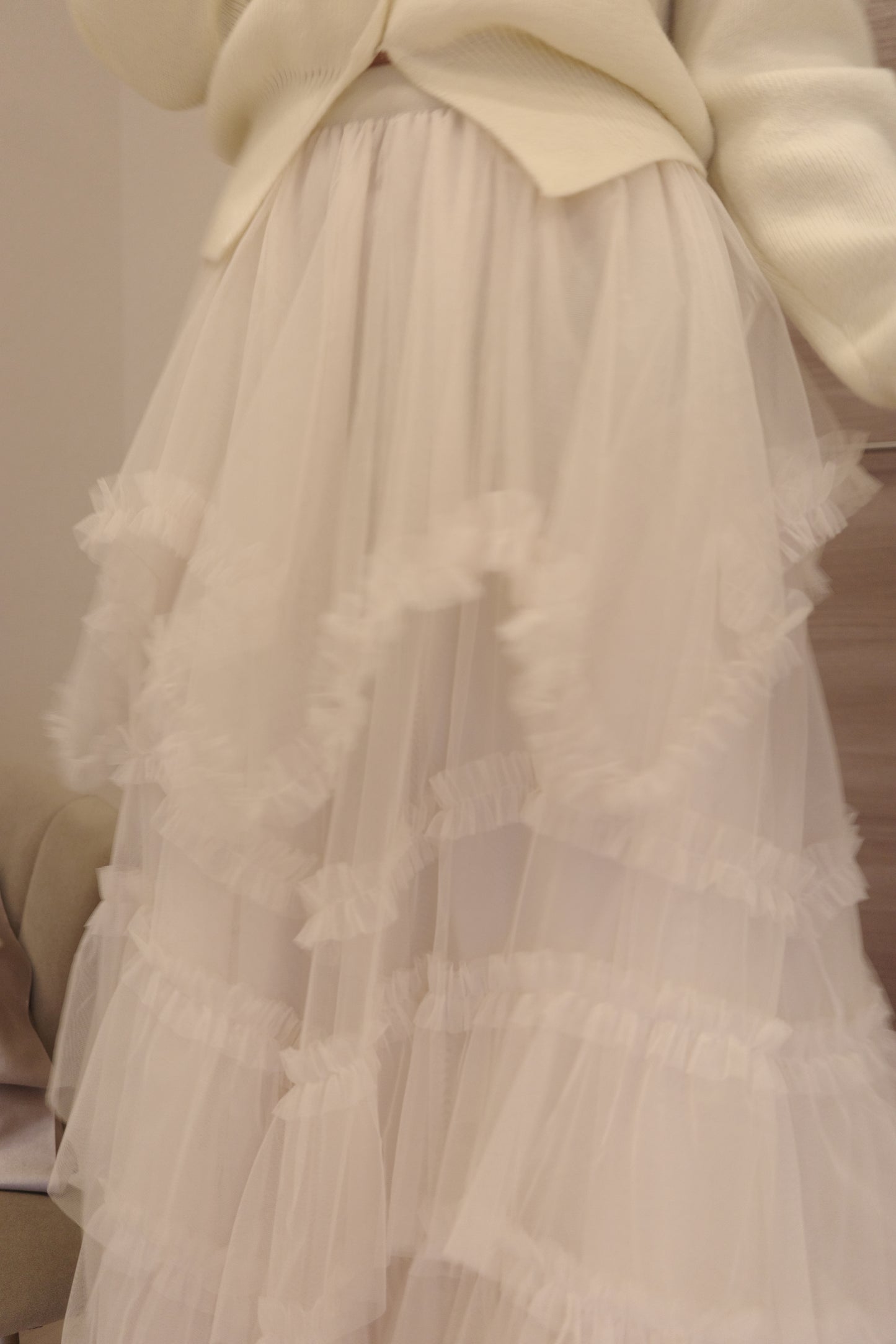 ボリュームアシメシフォンスカート