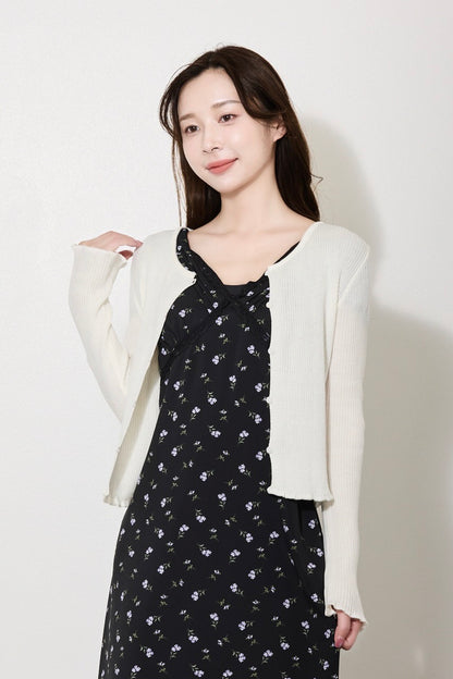 【PRE ORDER】リブフリルカーディガン