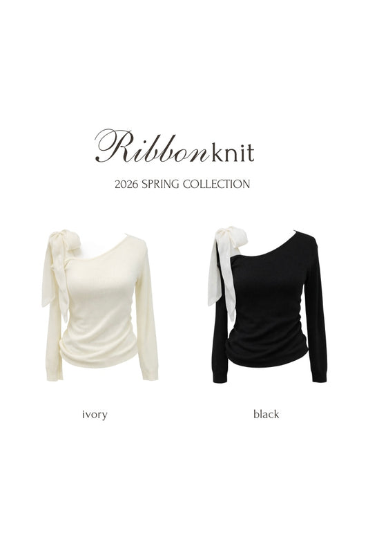 アンバランスリボンニット