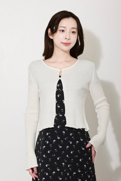 【PRE ORDER】リブフリルカーディガン