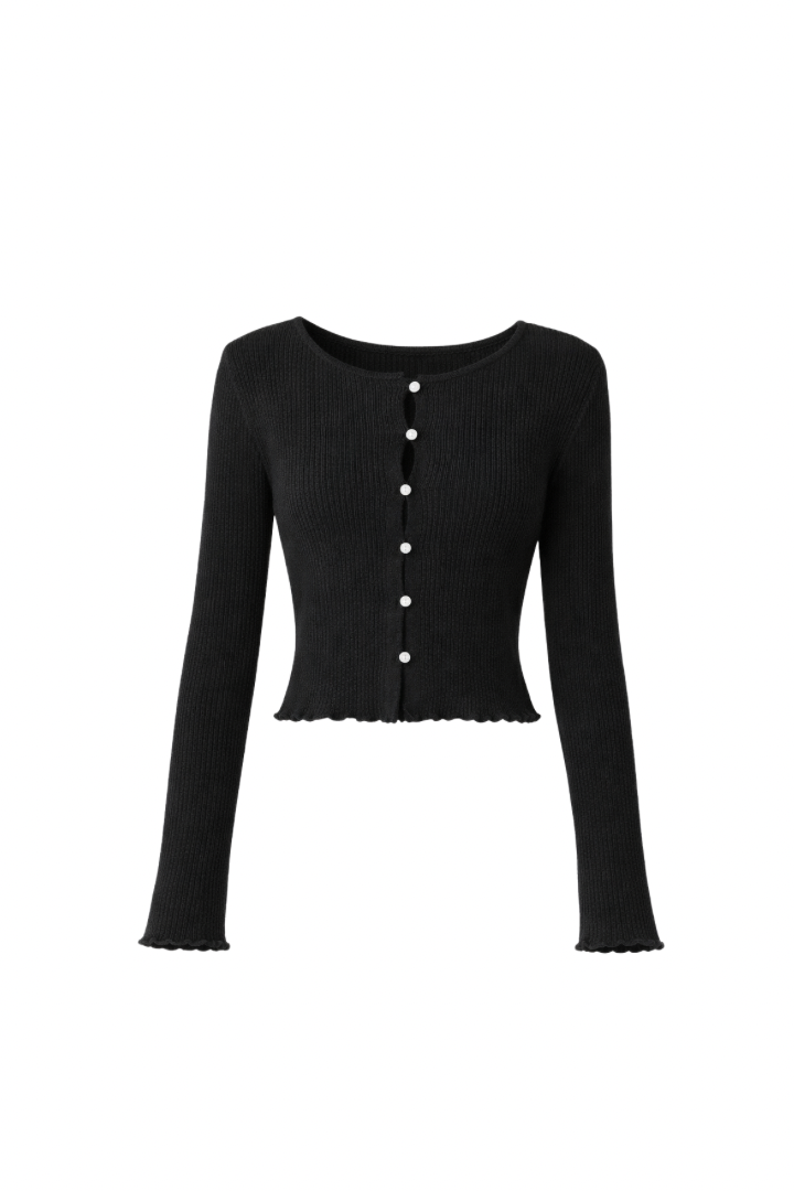 【PRE ORDER】リブフリルカーディガン