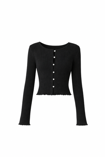 【PRE ORDER】リブフリルカーディガン