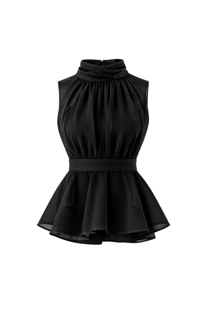 【PRE ORDER】ハイネックシフォンブラウス