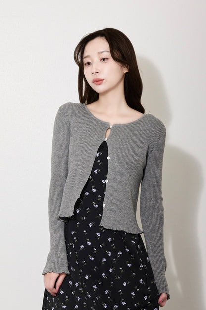 【PRE ORDER】リブフリルカーディガン