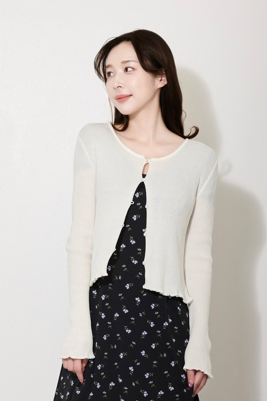 【PRE ORDER】リブフリルカーディガン
