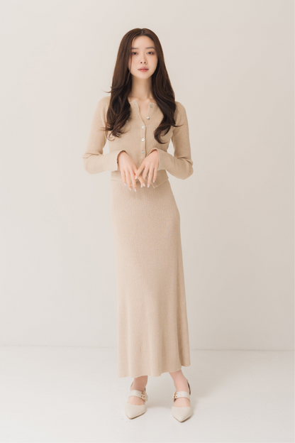 ニットカーデ＋スカートセット