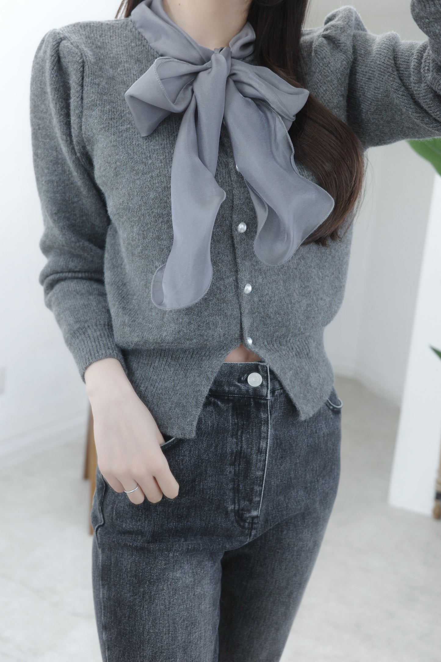 リボンニットカーディガン