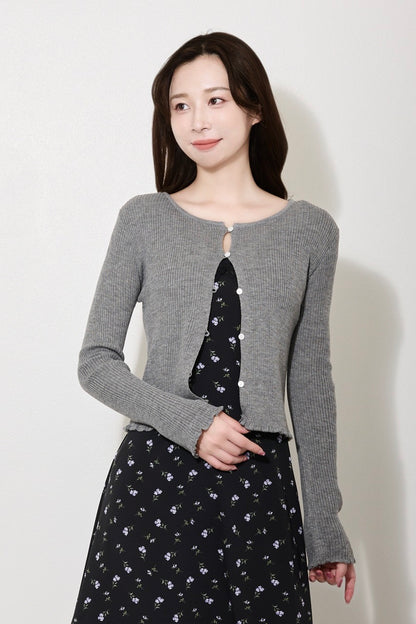 【PRE ORDER】リブフリルカーディガン