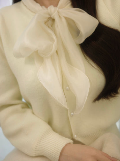 リボンニットカーディガン