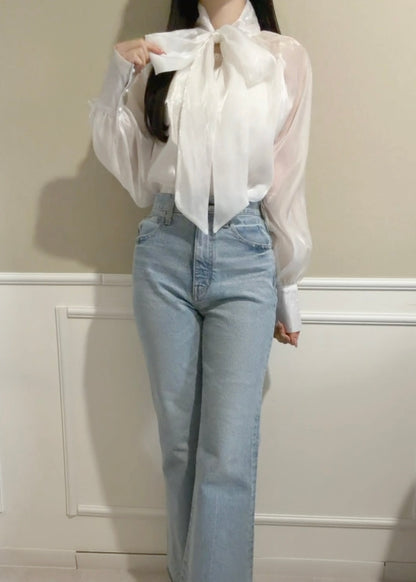 オーガンジービッグリボンブラウス