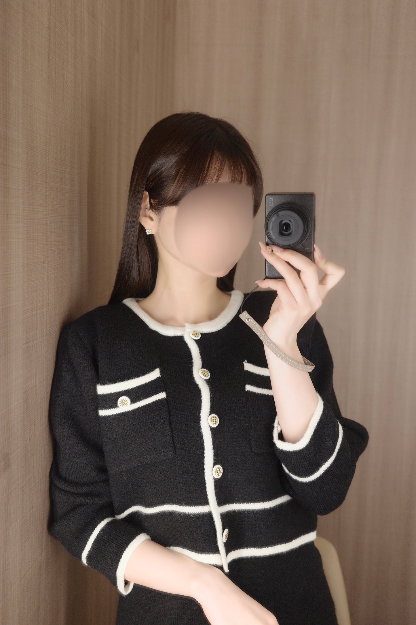 バイカラーニットカーデ＋ワンピセット