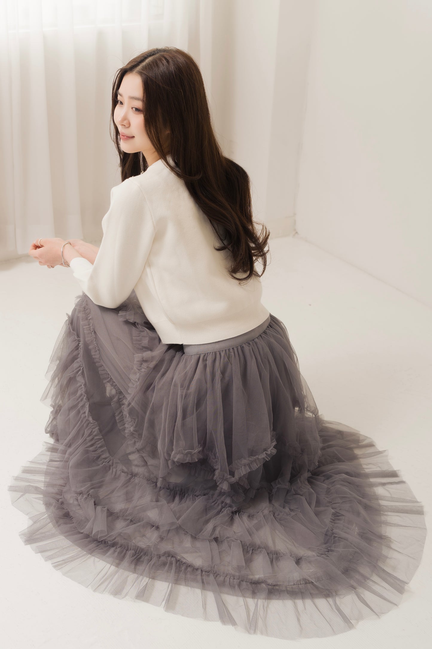 ボリュームアシメシフォンスカート